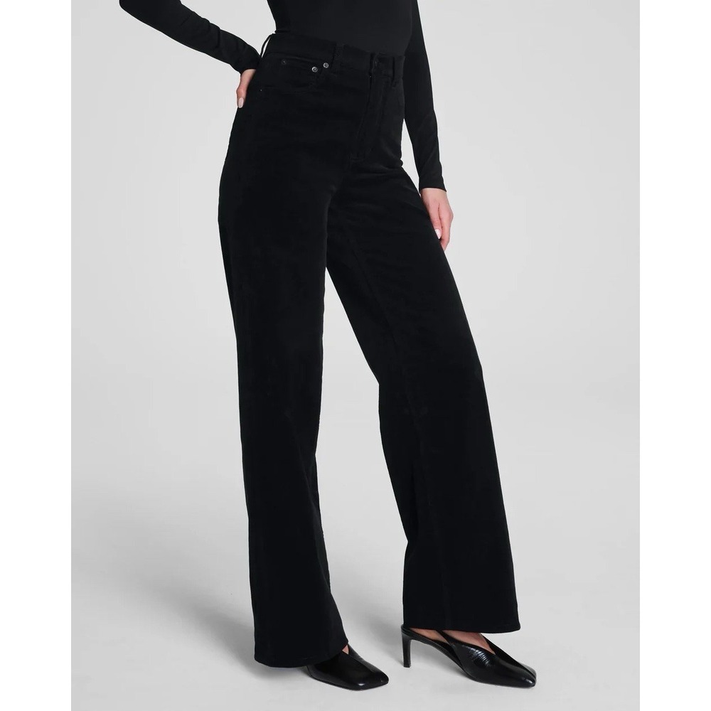 SPANX Corduroy Wide Leg Jeans Size Large Tall 31x34.5 Classic Black 21807T NWT